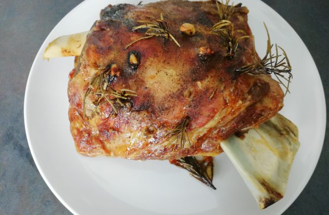 SLOW ROASTED GARLIC AND ROSEMARY SHOULDER OF LAMB