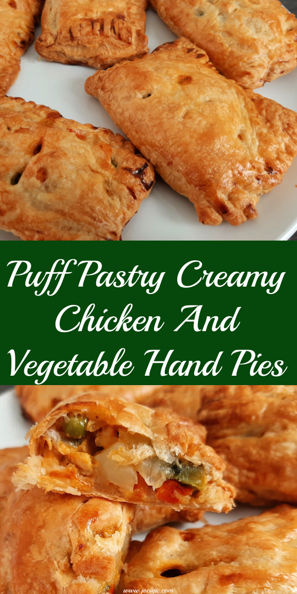 PUFF PASTRY CREAMY CHICKEN AND VEGETABLE HAND PIES